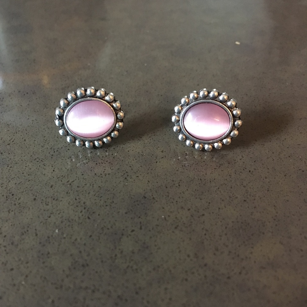 3/$10 pink and silver stud earrings